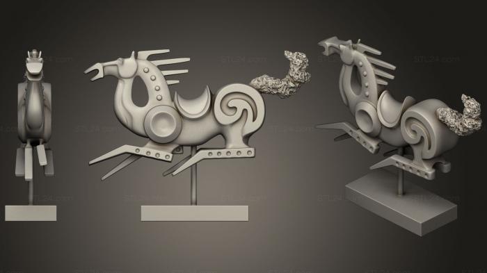 Статуэтки и статуи разные (Скульптура скаковой лошади, STKR_0944) 3D модель для ЧПУ станка